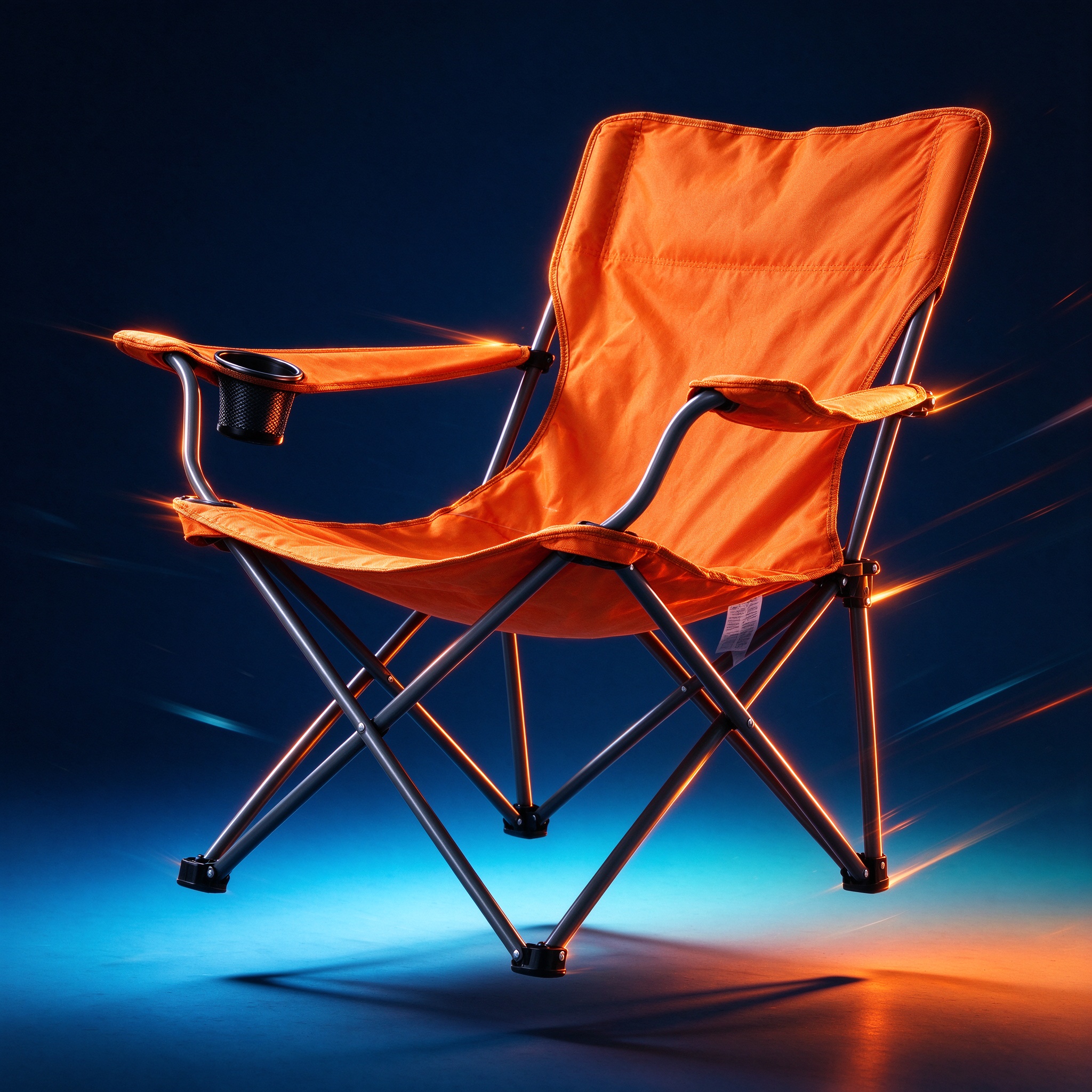 Folding camping chair with cup holder