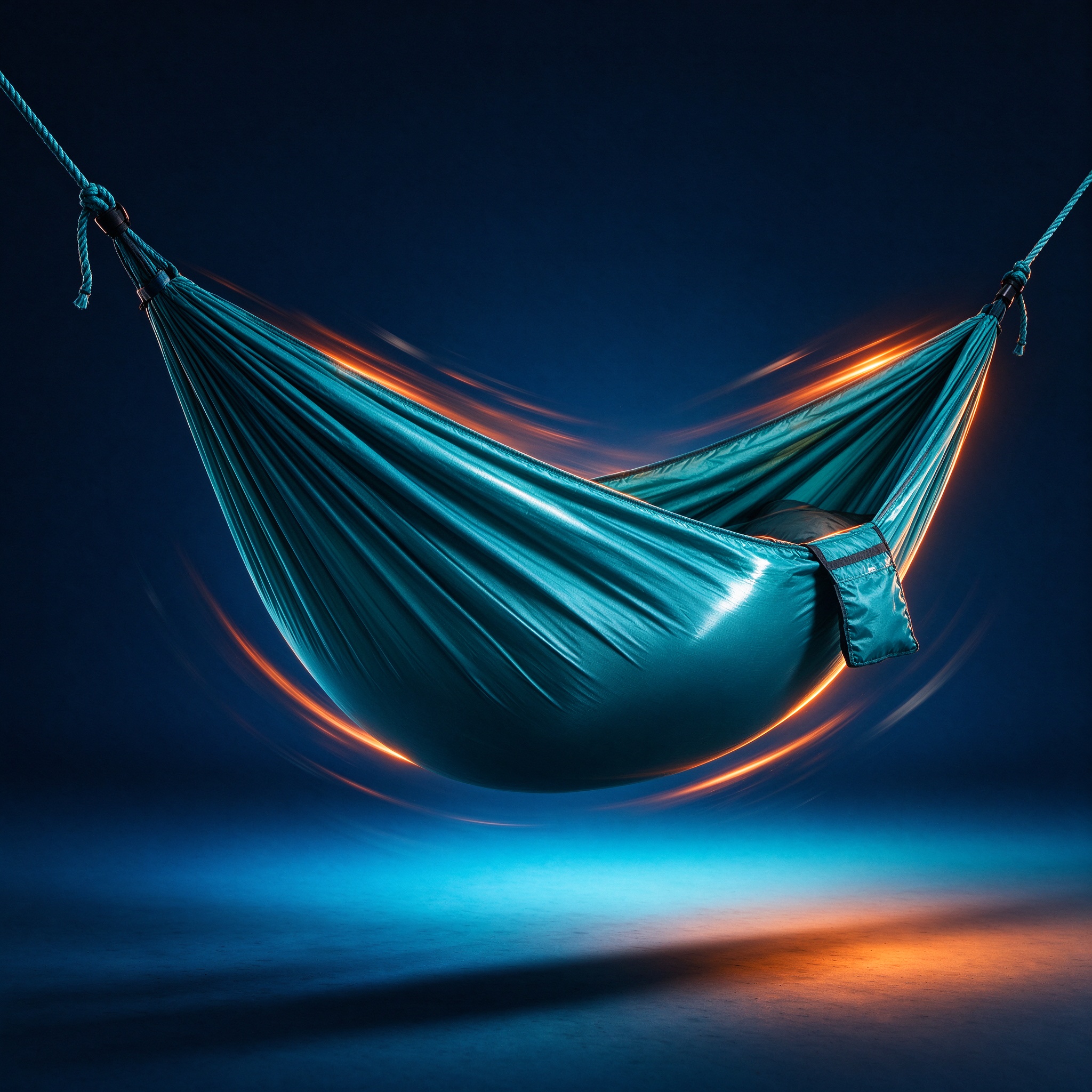 Portable camping hammock swinging with motion energy
